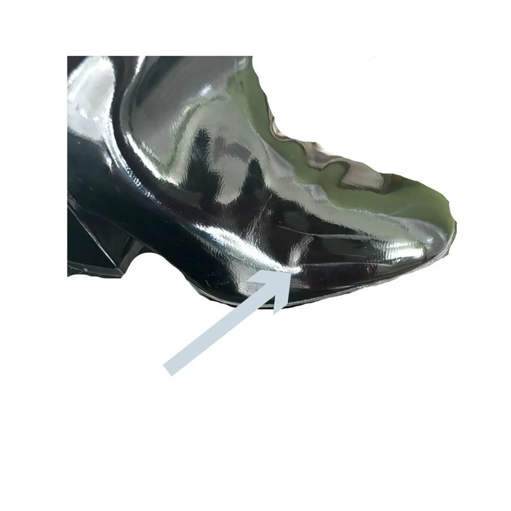 Rouge Helium Black Patent Leather Ankle Boot Vintage Y2K Boho SZ 9/39 Women‎